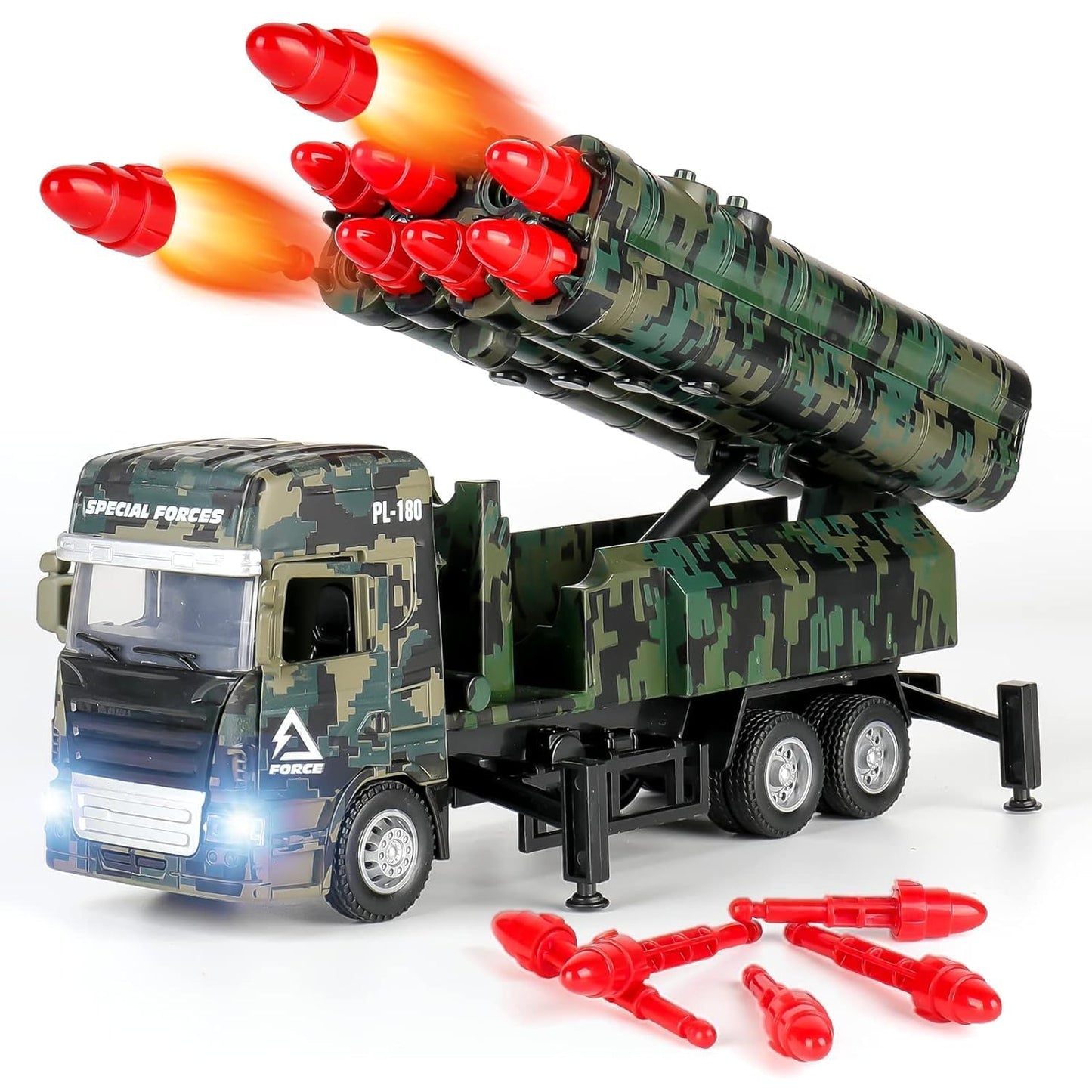 PULL BACK & GO MISSILE LAUNCHER TRUCK FOR KIDS - MISSILE VEHICLE MODEL FOR CHILDREN BOYS GIRLS - MILITARY DIE CAST FIGHTING TRUCK GIFT FOR BOYS - ARMY OPERATIONS METAL TRUCK TOY  [SIZE:-21CM*11CM*7CM]