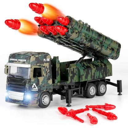 PULL BACK & GO MISSILE LAUNCHER TRUCK FOR KIDS - MISSILE VEHICLE MODEL FOR CHILDREN BOYS GIRLS - MILITARY DIE CAST FIGHTING TRUCK GIFT FOR BOYS - ARMY OPERATIONS METAL TRUCK TOY  [SIZE:-21CM*11CM*7CM]