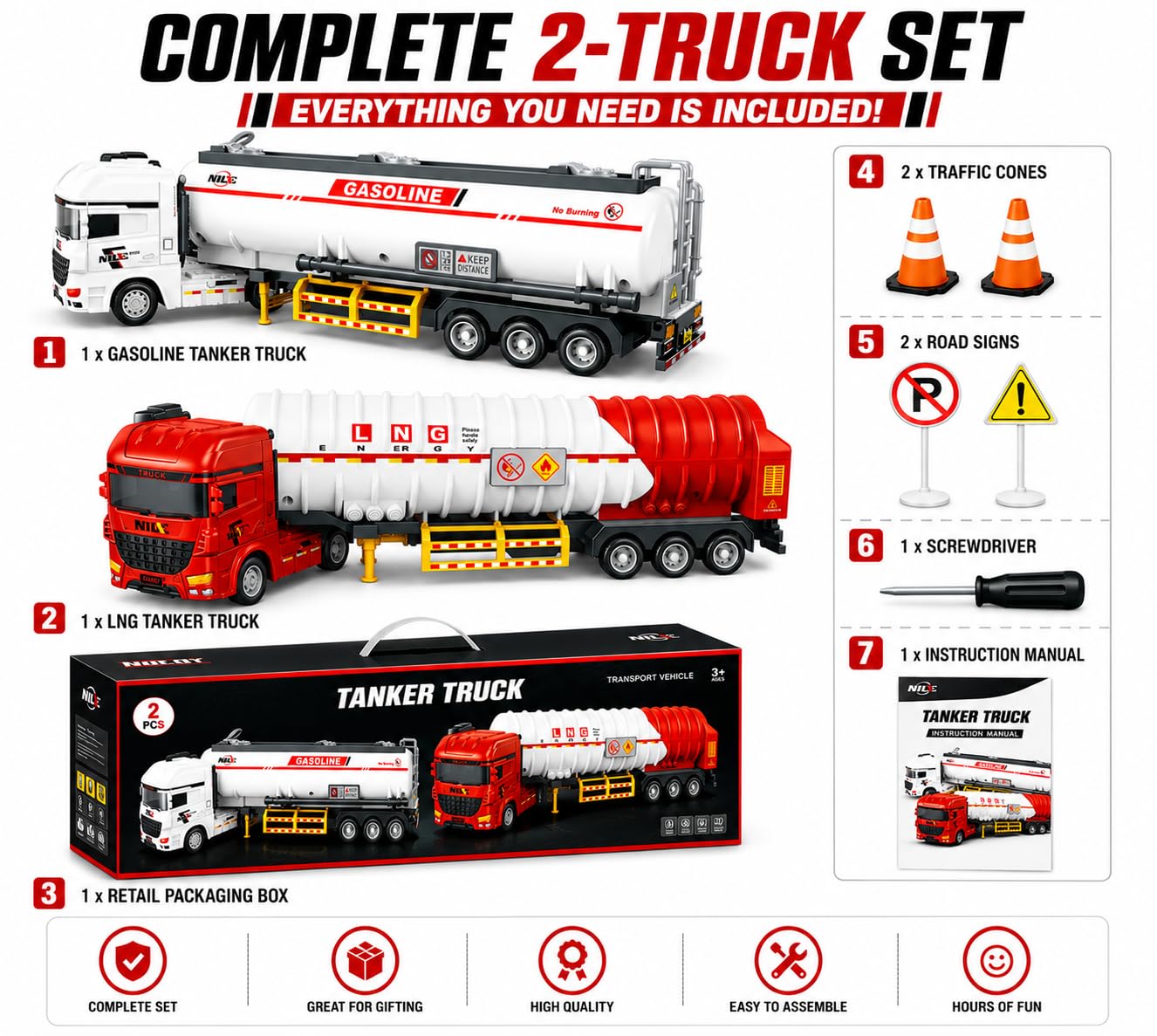 Fuel Tanker Truck for Kids (2 Truck Set)