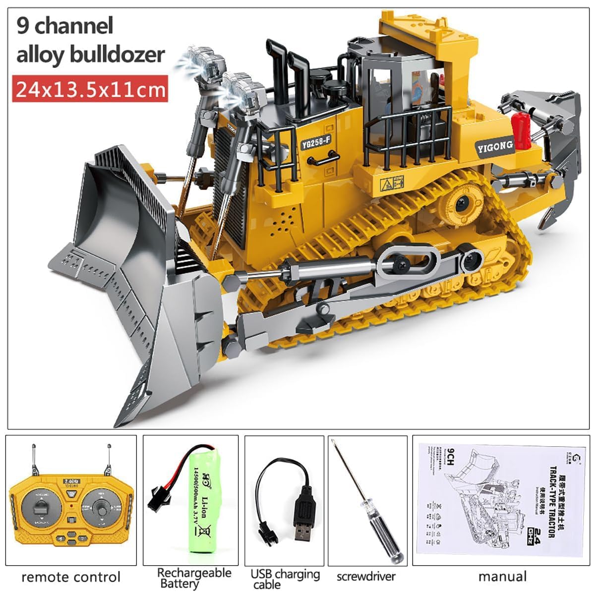 RC Metal Bulldozer Construction Vehicle 1:18 diecast scale model
