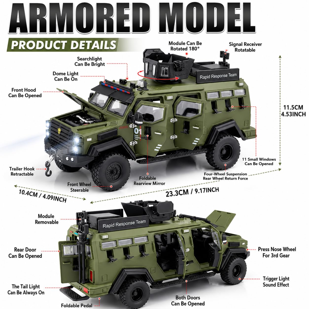 Armored SWAT 1:24 Diecast Scale Model Car