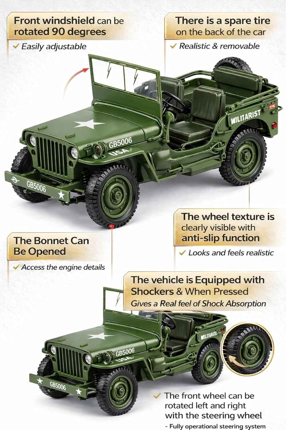 KDW Tactical Jeep 1:18 Diecast scale model Car
