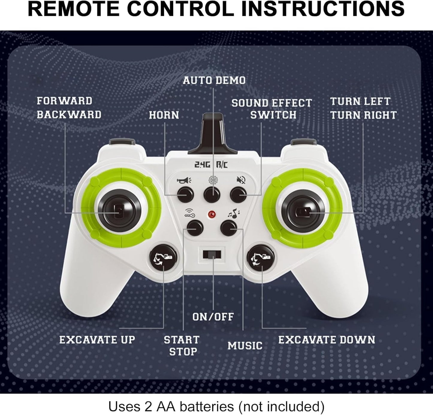 RC Heavy Construction Excavator with Remote & Accessories Car 1:18 Scale