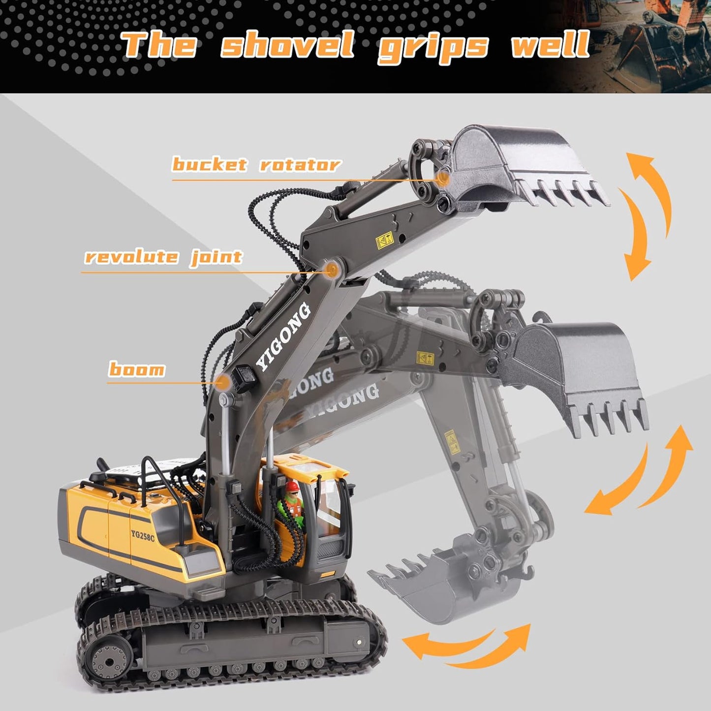 EXCAVATOR TOYS FOR BOYS 3-5 YEAR OLD REMOTE CONTROL DIGGER CONSTRUCTION TOYS RC VEHICLES TRACTOR SANDBOX TRUCK FOR BOYS 5-7 YEAR OLD [SIZE:-28CM*28CM*10.5CM]