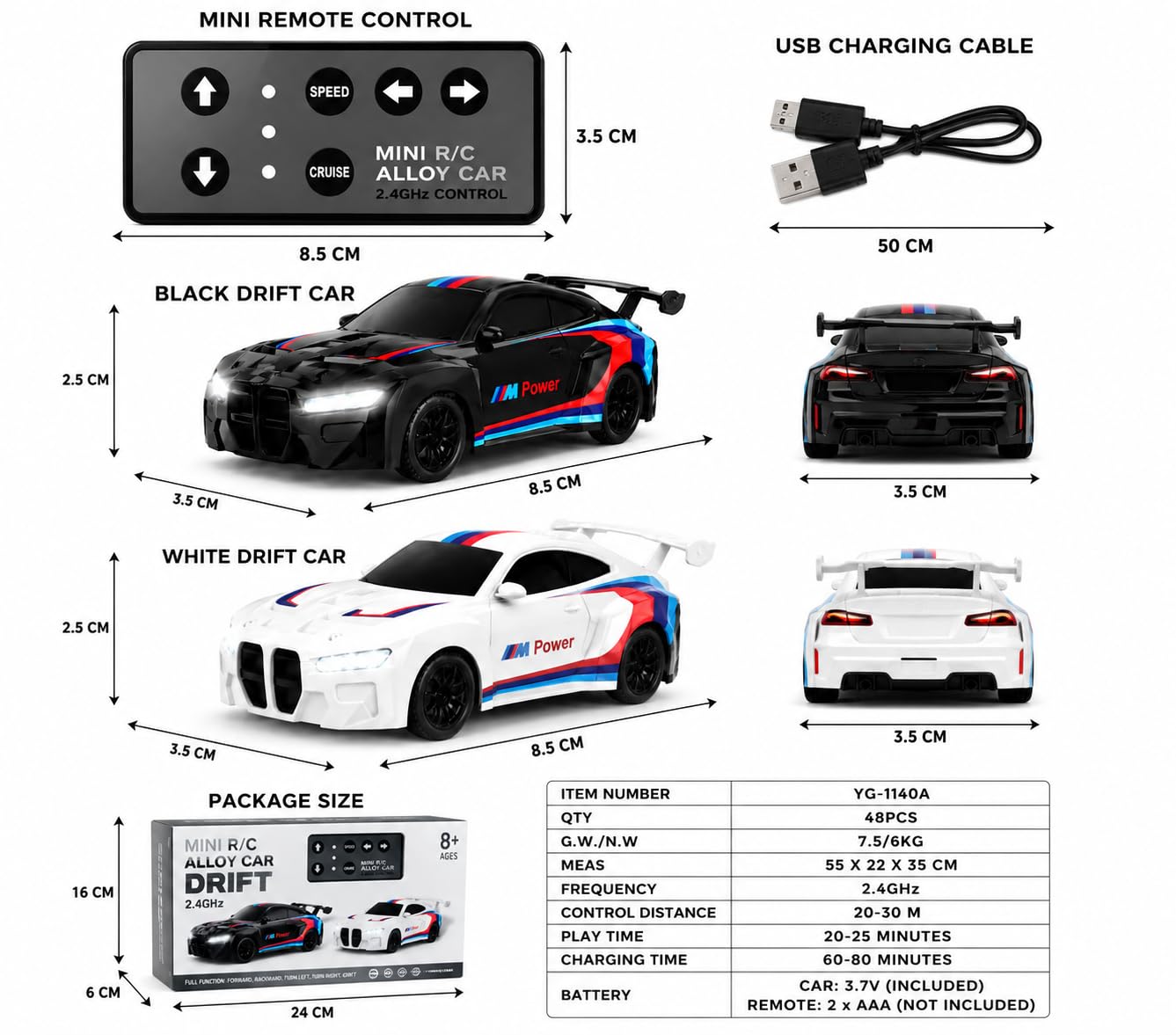 DriftX YG-1140A Mini RC Alloy Drift Car