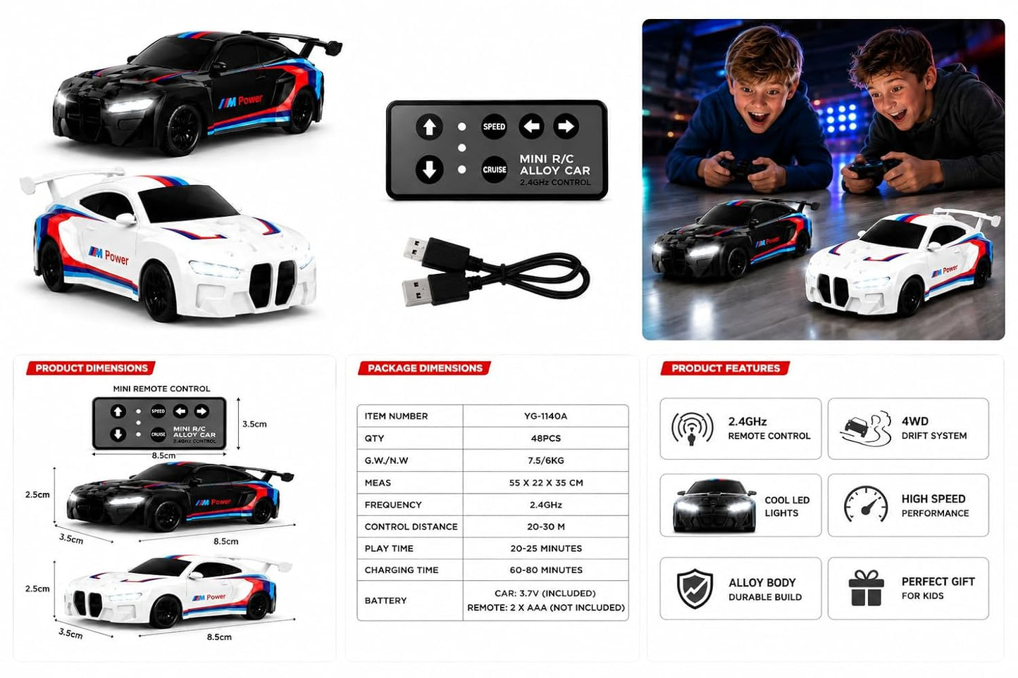 DriftX YG-1140A Mini RC Alloy Drift Car
