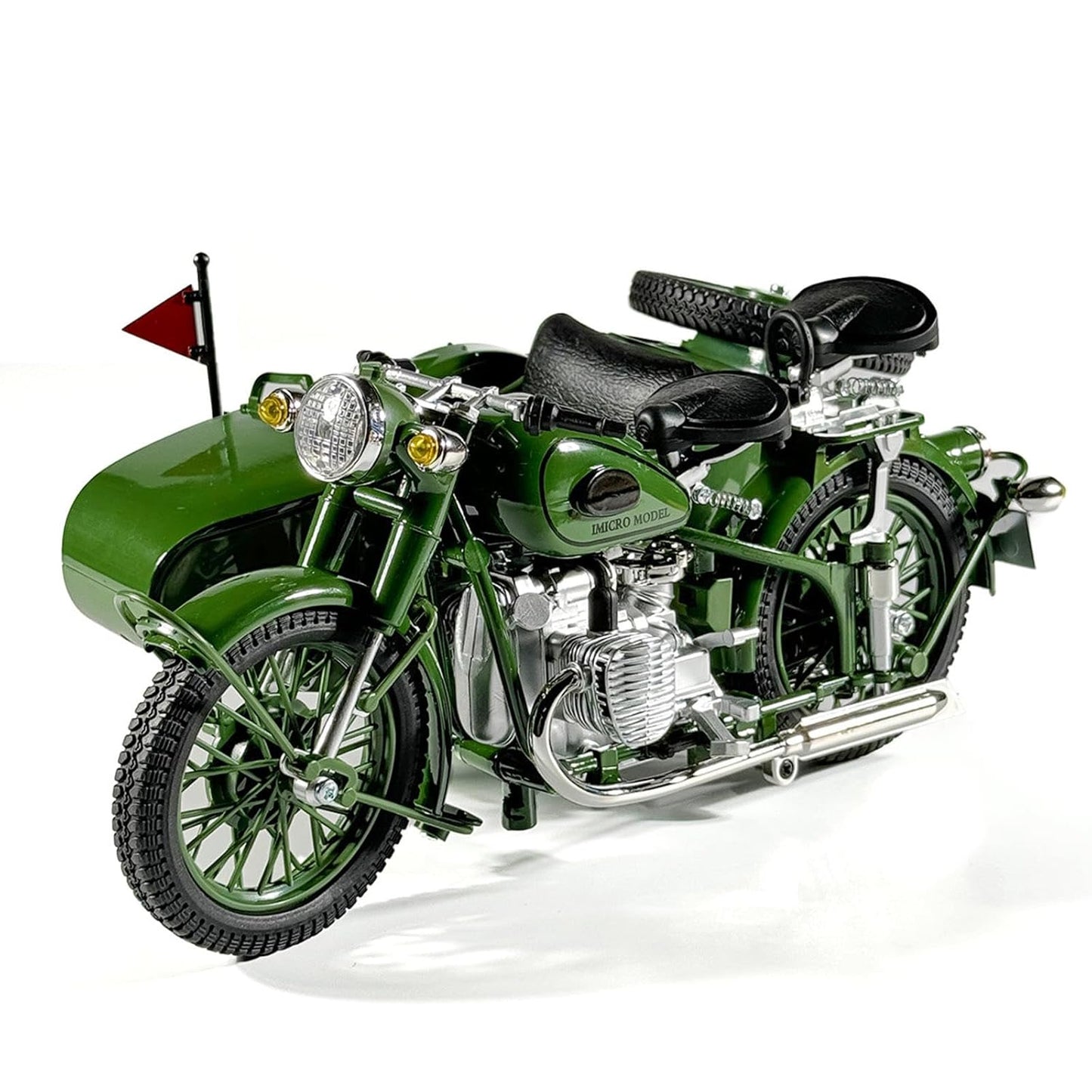 Vintage Military Sidecar Motorcycle 1:10  Die Cast Model