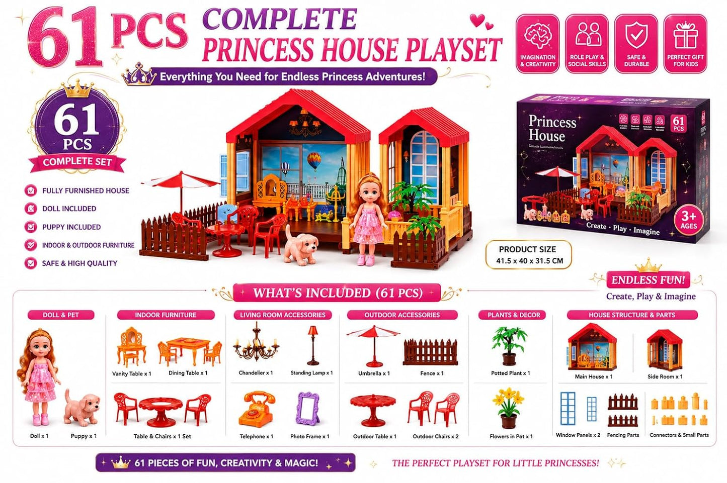 Large Doll House Play Set