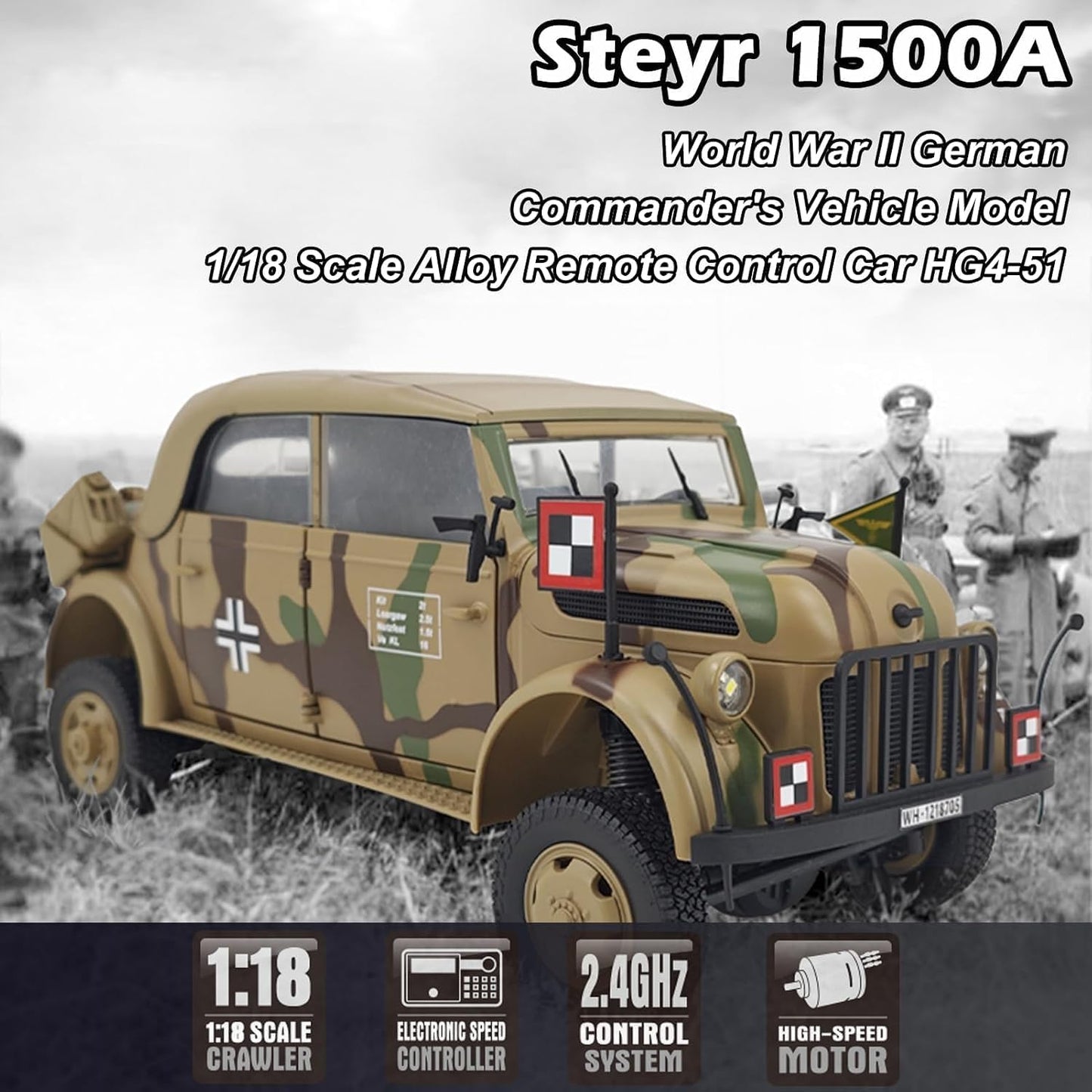 Germany 1500A Command 1:18 Die-Cast Alloy RC Car