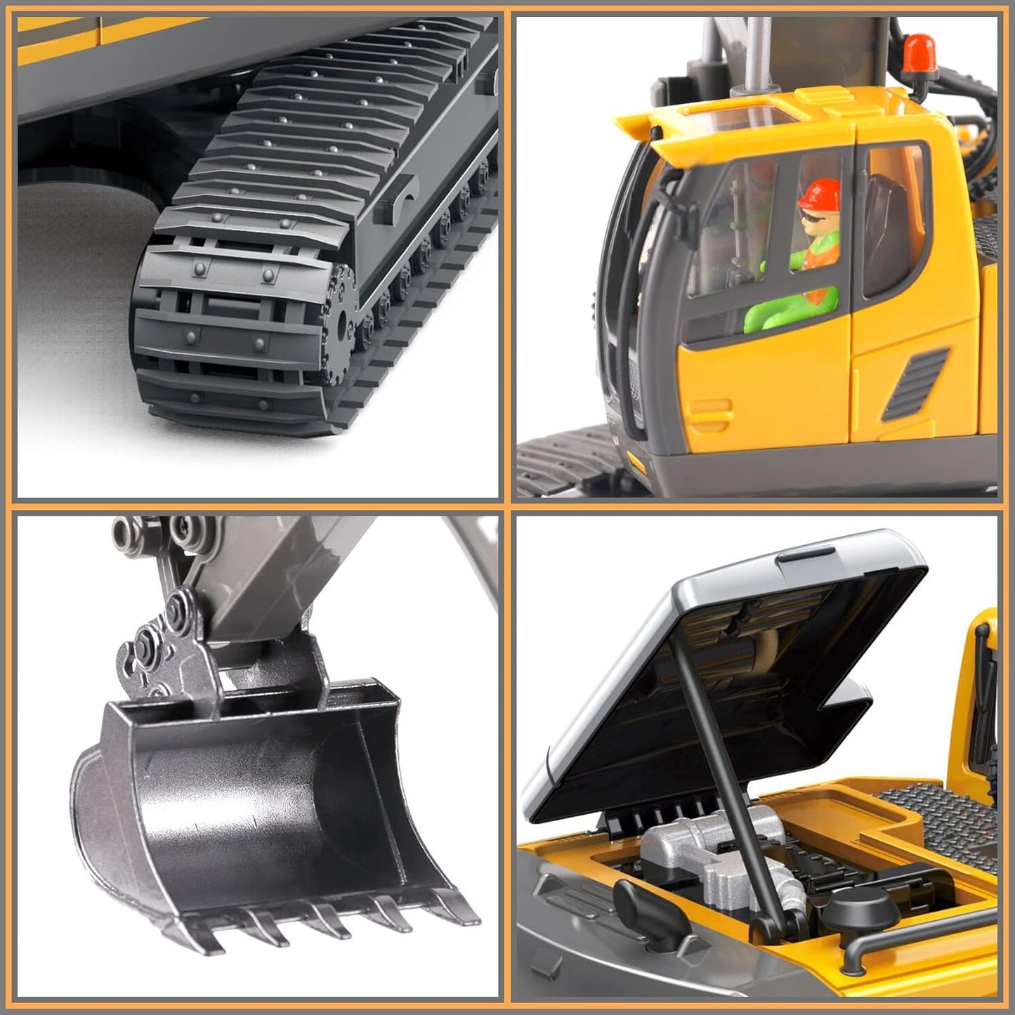 EXCAVATOR TOYS FOR BOYS 3-5 YEAR OLD REMOTE CONTROL DIGGER CONSTRUCTION TOYS RC VEHICLES TRACTOR SANDBOX TRUCK FOR BOYS 5-7 YEAR OLD [SIZE:-28CM*28CM*10.5CM]