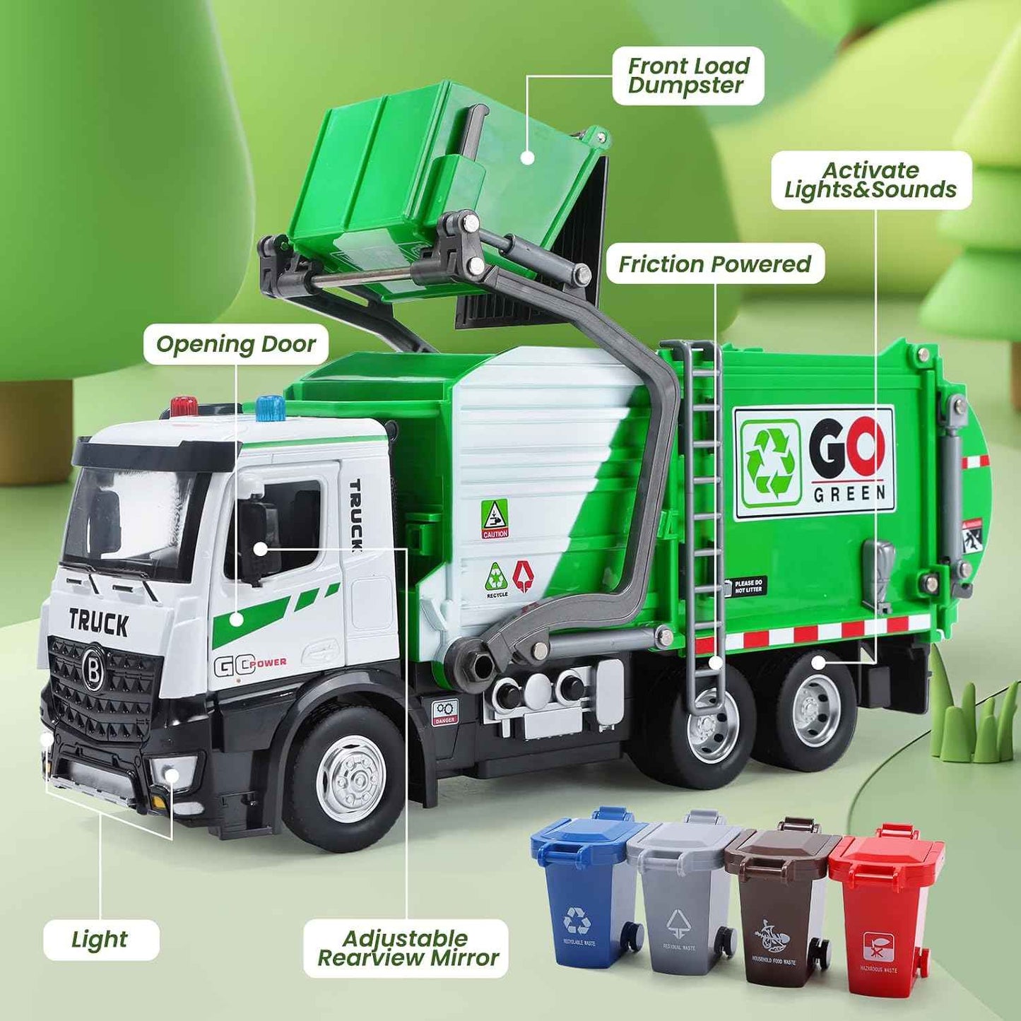 Go Green Garbage Truck Metal DieCast Toy