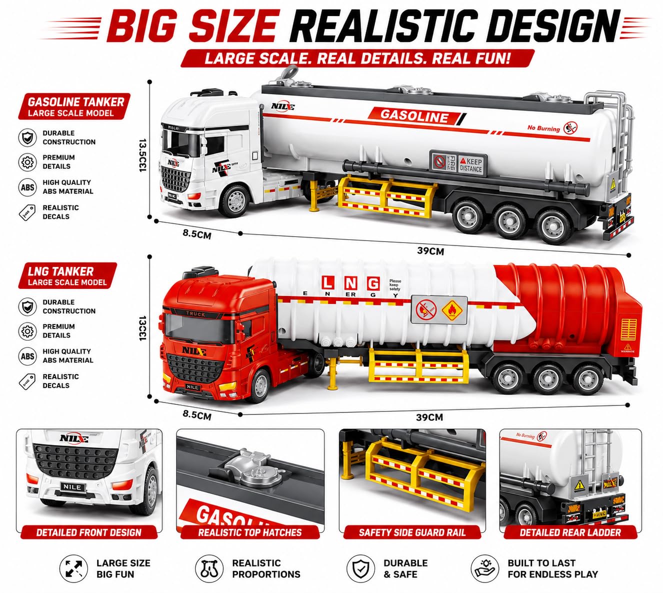 Fuel Tanker Truck for Kids (2 Truck Set)