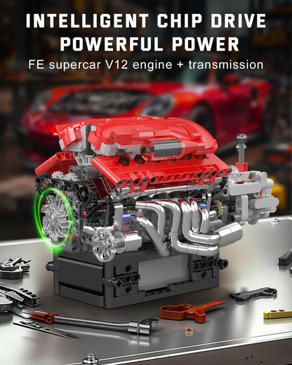 Mould King 10226 V12 Supercar Engine with Transmission Building Set | 863 Pcs