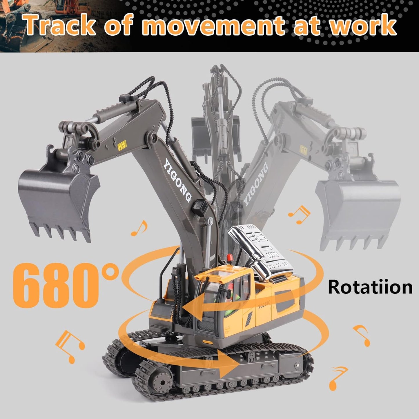 EXCAVATOR TOYS FOR BOYS 3-5 YEAR OLD REMOTE CONTROL DIGGER CONSTRUCTION TOYS RC VEHICLES TRACTOR SANDBOX TRUCK FOR BOYS 5-7 YEAR OLD [SIZE:-28CM*28CM*10.5CM]
