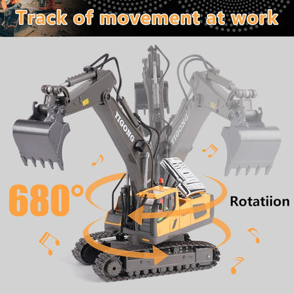 EXCAVATOR TOYS FOR BOYS 3-5 YEAR OLD REMOTE CONTROL DIGGER CONSTRUCTION TOYS RC VEHICLES TRACTOR SANDBOX TRUCK FOR BOYS 5-7 YEAR OLD [SIZE:-28CM*28CM*10.5CM]