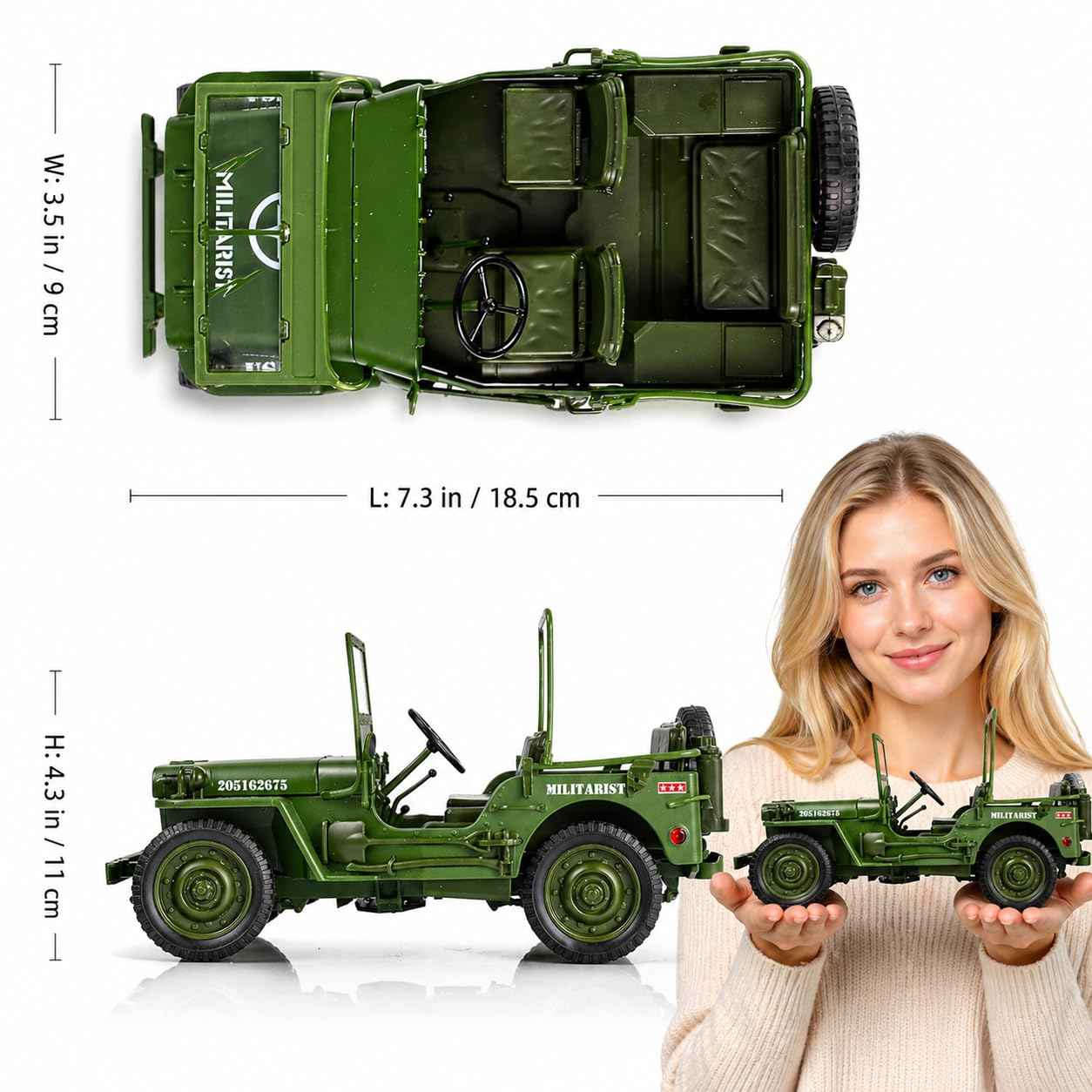 KDW Tactical Jeep 1:18 Diecast scale model Car