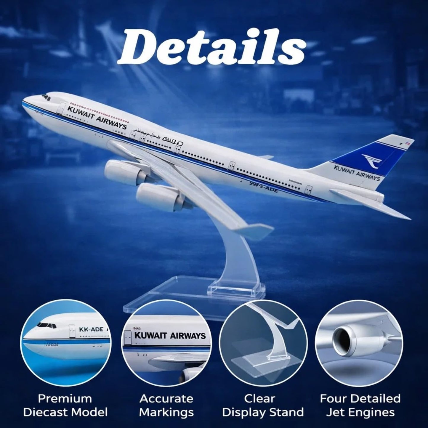 Kuwait Airways Airline B747 16CM 1:400 Diecast Scale Model