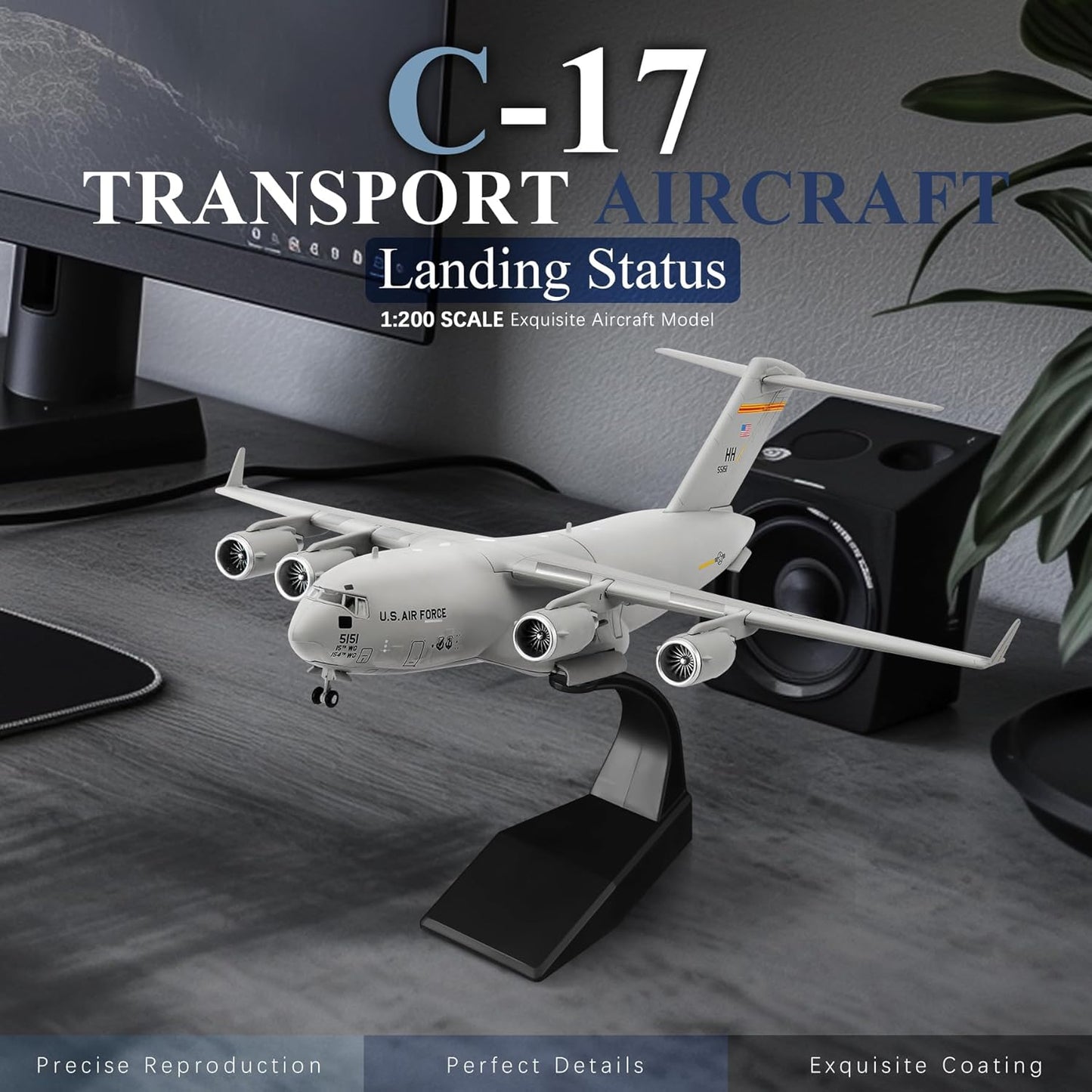 1/200 Scale US Air Force C-17 Global Overlord Strategic Transport Aircraft Alloy Aircraft Attack Plane