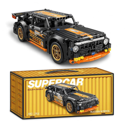 Orange Mustang 1:18 Scale Racing Pull-Back Supercar Building Blocks Set |