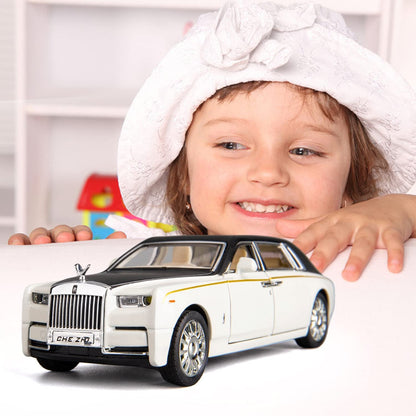 Rolls Royce Phantom White-Blue Scale Model Diecast Metalcar - All Size