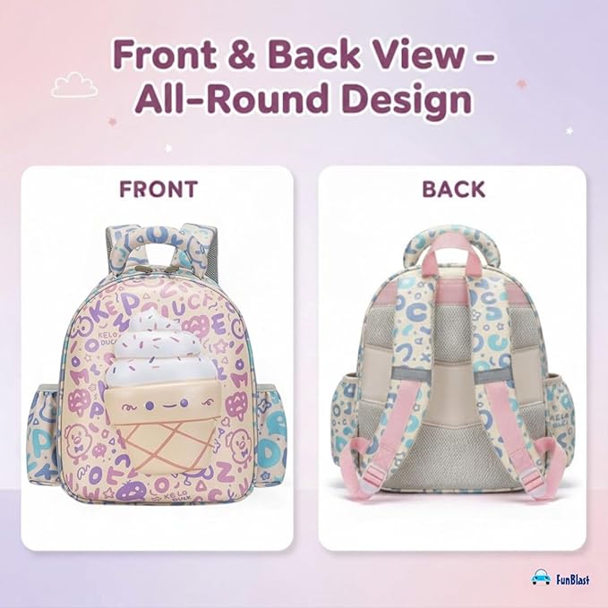 Ice Cream Cone Design Hard Shell Backpack for Kids