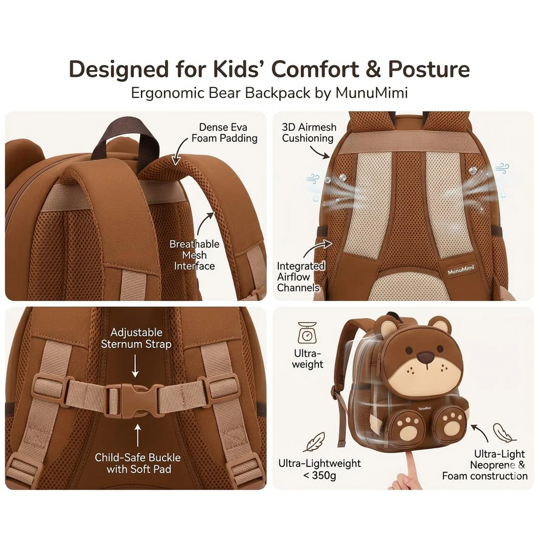 3D Animal Kids School Bag | Lightweight Toddler Backpack