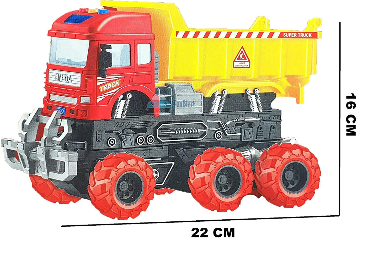 BIG SIZE 6X6 WHEEL DUMPER TRUCK PULL BACK CONSTRUCTION TRUCK VEHICLE TOY FRICTION POWERED WHEEL SOUND AND LIGHT EFFECT TOY TRUCK FOR KIDS [Size : 23Cm*15.5Cm*11.5Cm]