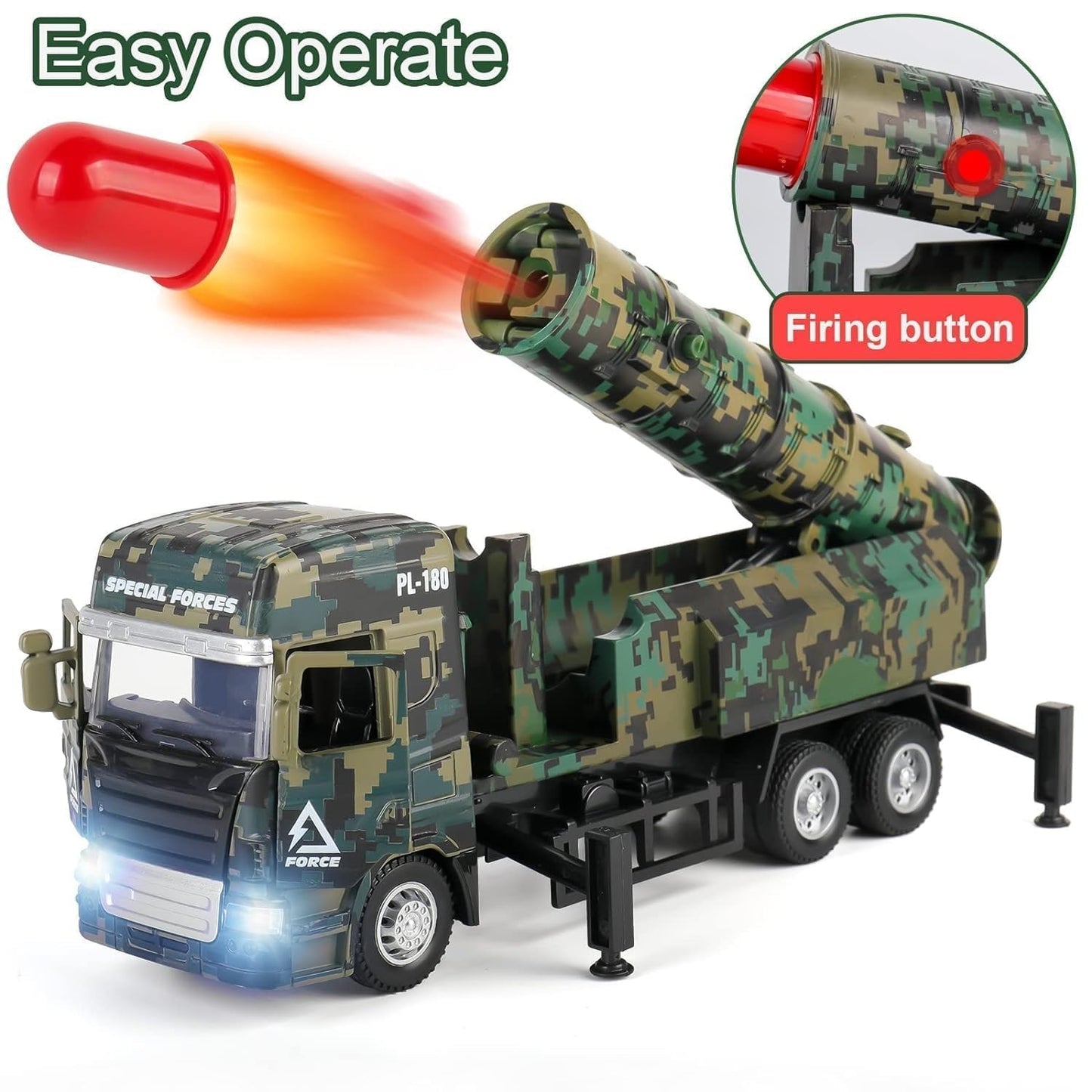 PULL BACK & GO MISSILE LAUNCHER TRUCK FOR KIDS - MISSILE VEHICLE MODEL FOR CHILDREN BOYS GIRLS - MILITARY DIE CAST FIGHTING TRUCK GIFT FOR BOYS - ARMY OPERATIONS METAL TRUCK TOY  [SIZE:-21CM*11CM*7CM]