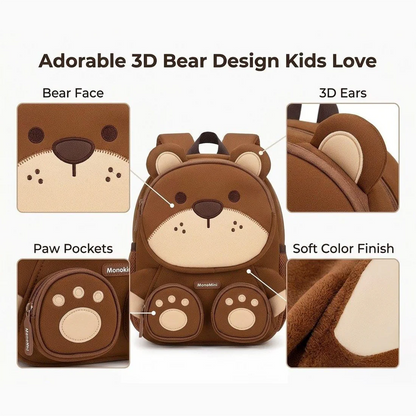 3D Animal Kids School Bag | Lightweight Toddler Backpack