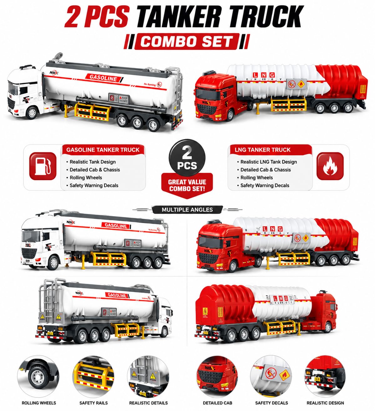 Fuel Tanker Truck for Kids (2 Truck Set)