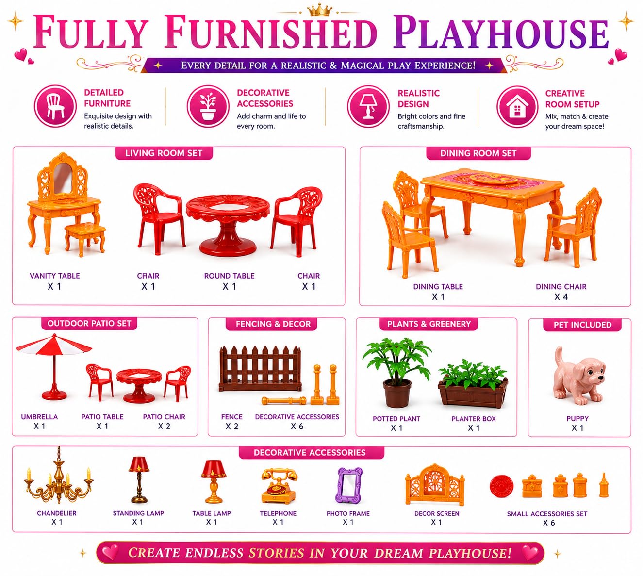 Large Doll House Play Set