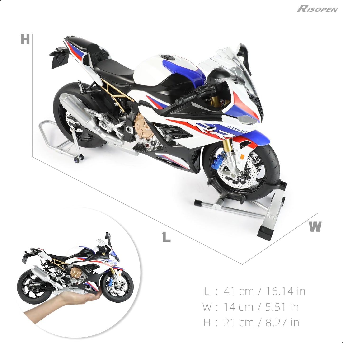 BMW S1000RR Smoke 1:6 Diecast Alloy Model Bike