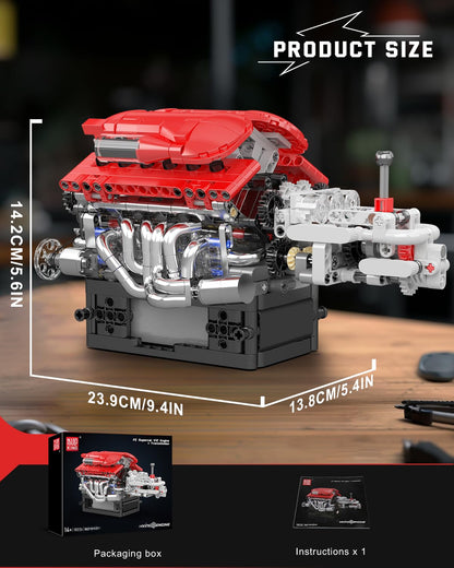 Mould King 10226 V12 Supercar Engine with Transmission Building Set | 863 Pcs