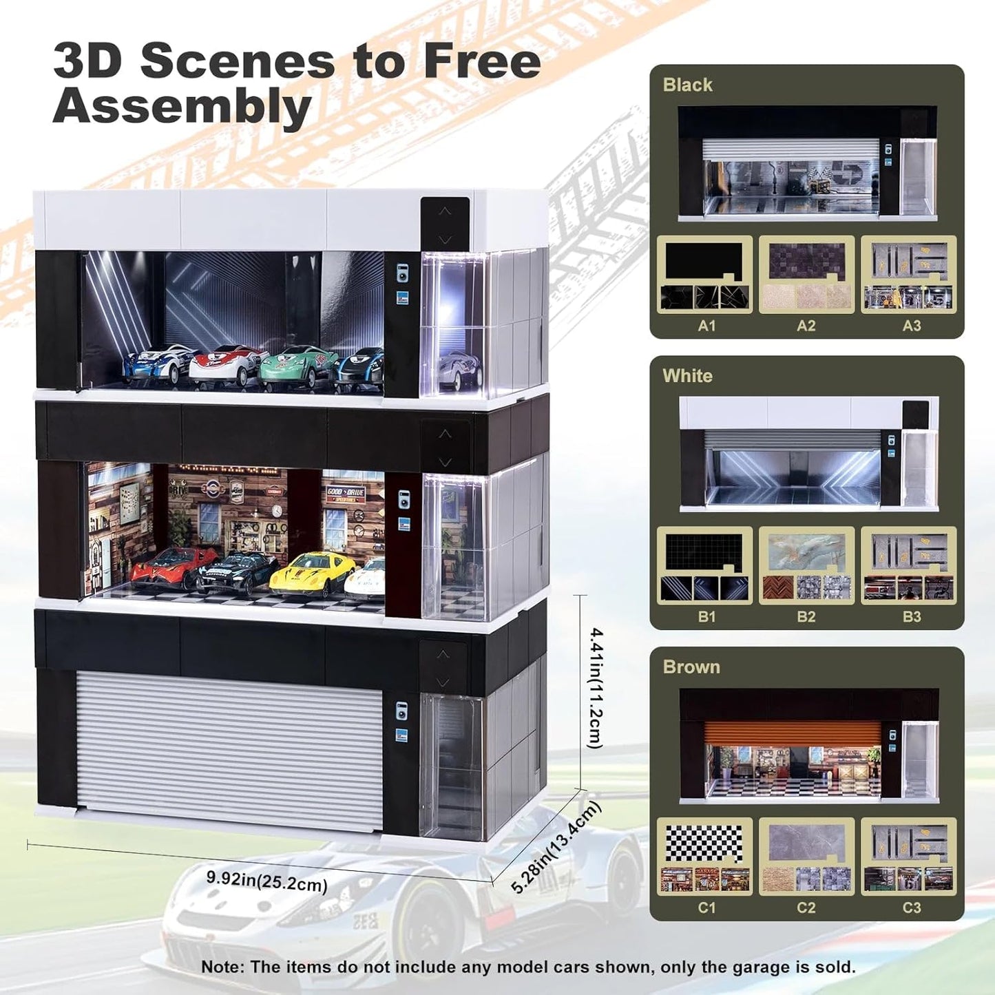 Garage Display Case with Voice Control, LED Lighting, Dustproof Design for Diecast Models