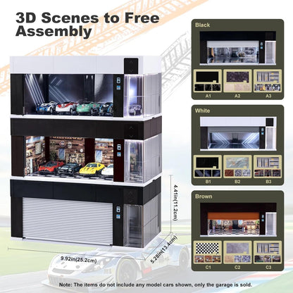 Garage Display Case with Voice Control, LED Lighting, Dustproof Design for Diecast Models