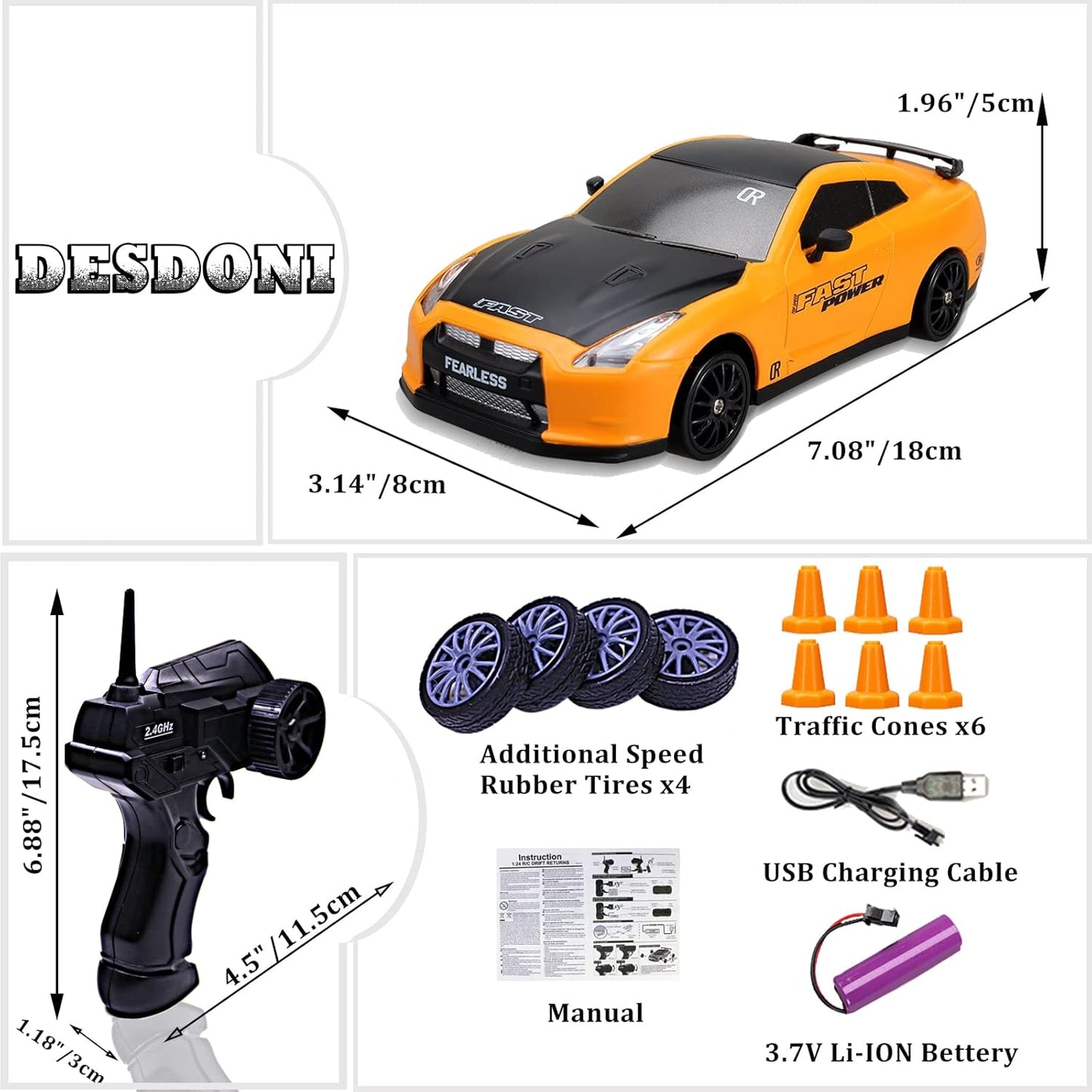 Rc Drift Remote Control Car 1:24 Scale