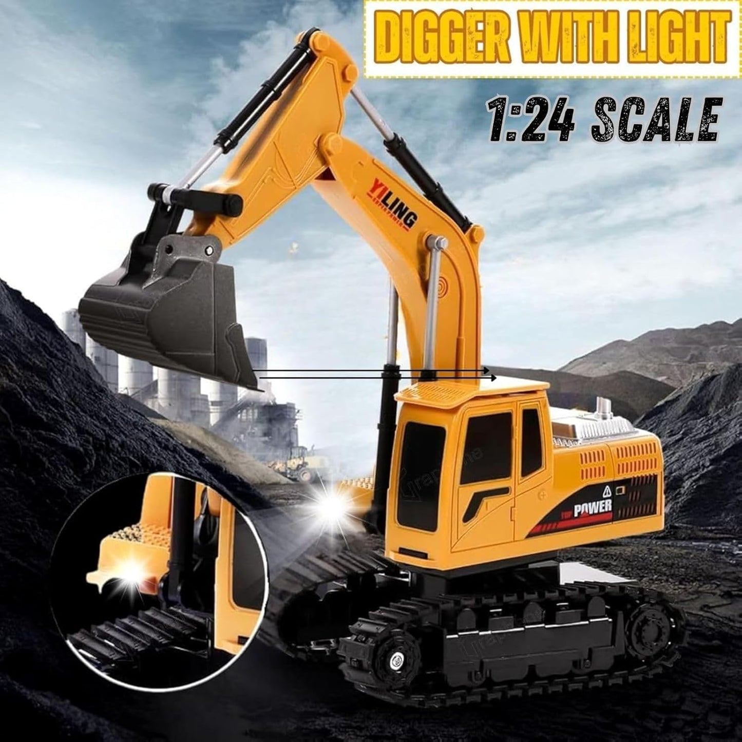 YJL engineering model alloy excavator toy 1:24 scale Construction Vehicle Toy