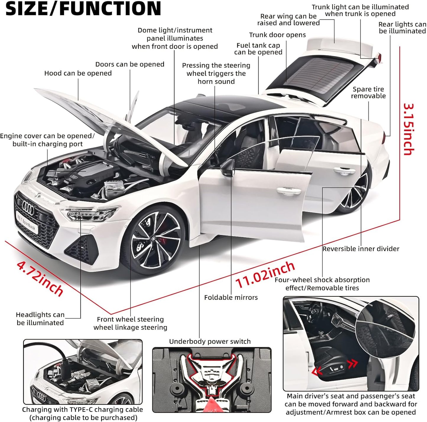 Audi RS7 RZAPE  Sportback 1:18 Diecast Scale model Car