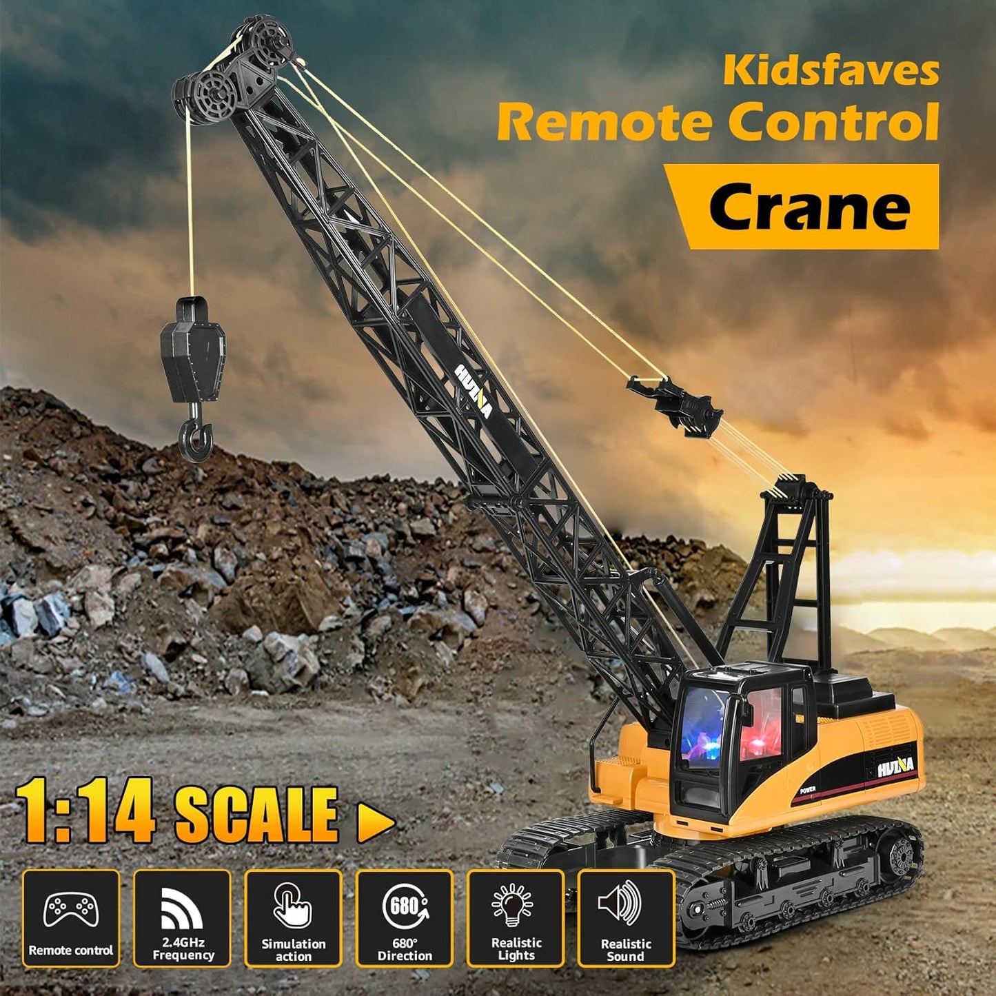 HUINA 1572 1:14 RC Construction Truck Crane