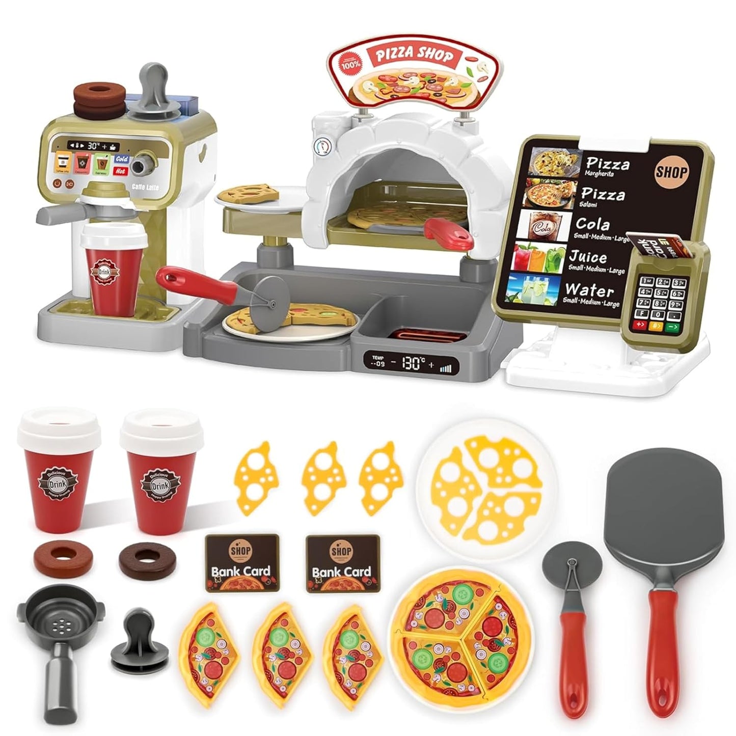 Pizza & Coffee Shop Playset with Cash Register