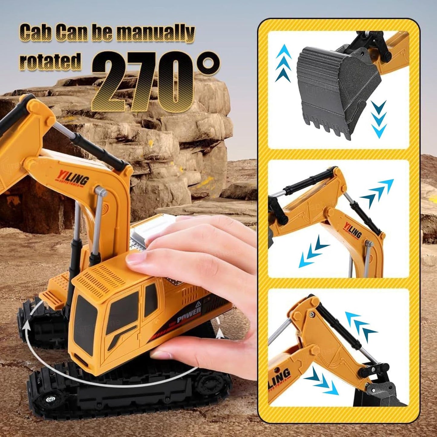 YJL engineering model alloy excavator toy 1:24 scale Construction Vehicle Toy