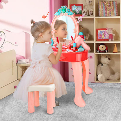 UNIH Toddler Vanity Set Kids Toy Vanity Table for Little Girls