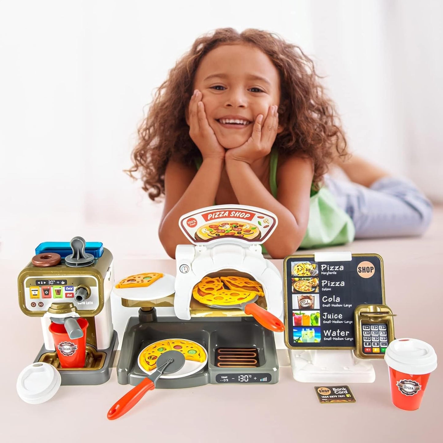 Pizza & Coffee Shop Playset with Cash Register