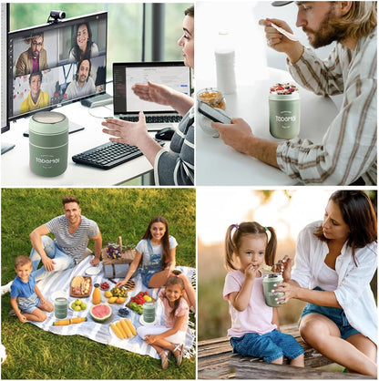 2 Container Portable Thermal Lunch Box with Stainless Steel