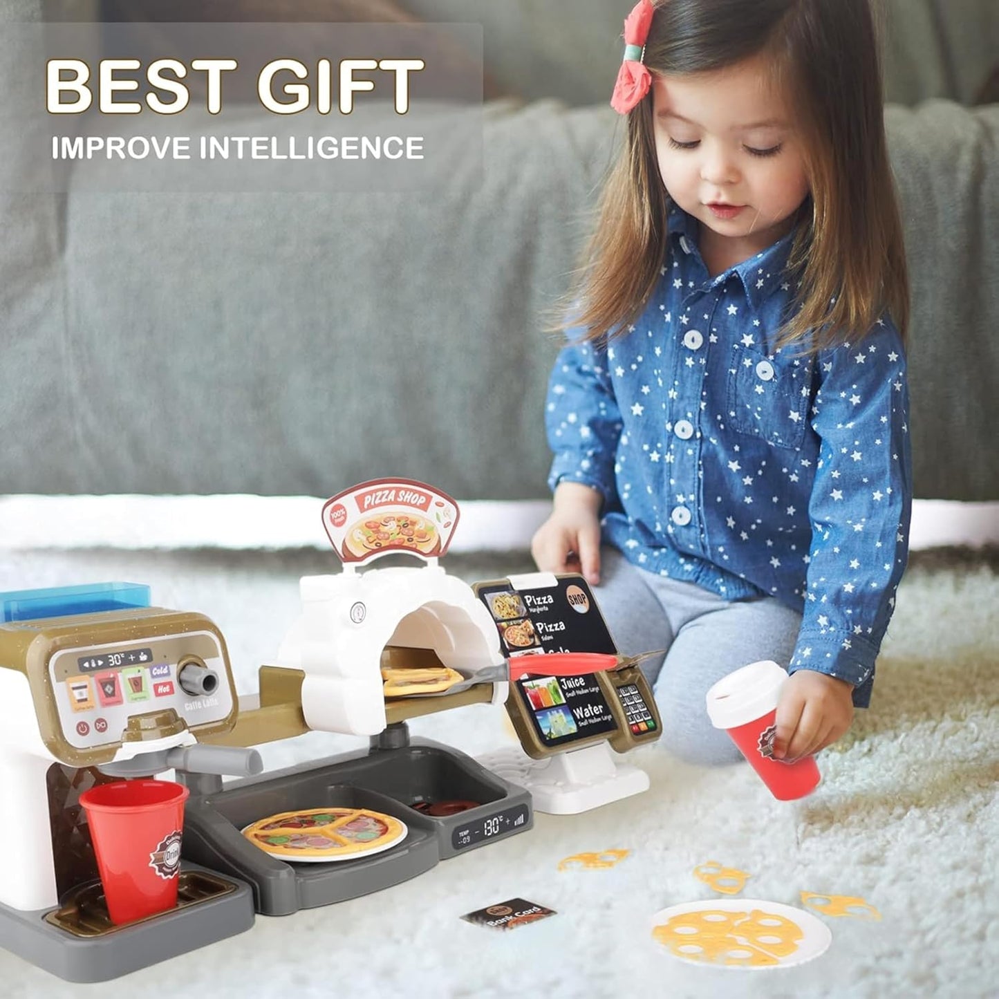 Pizza & Coffee Shop Playset with Cash Register