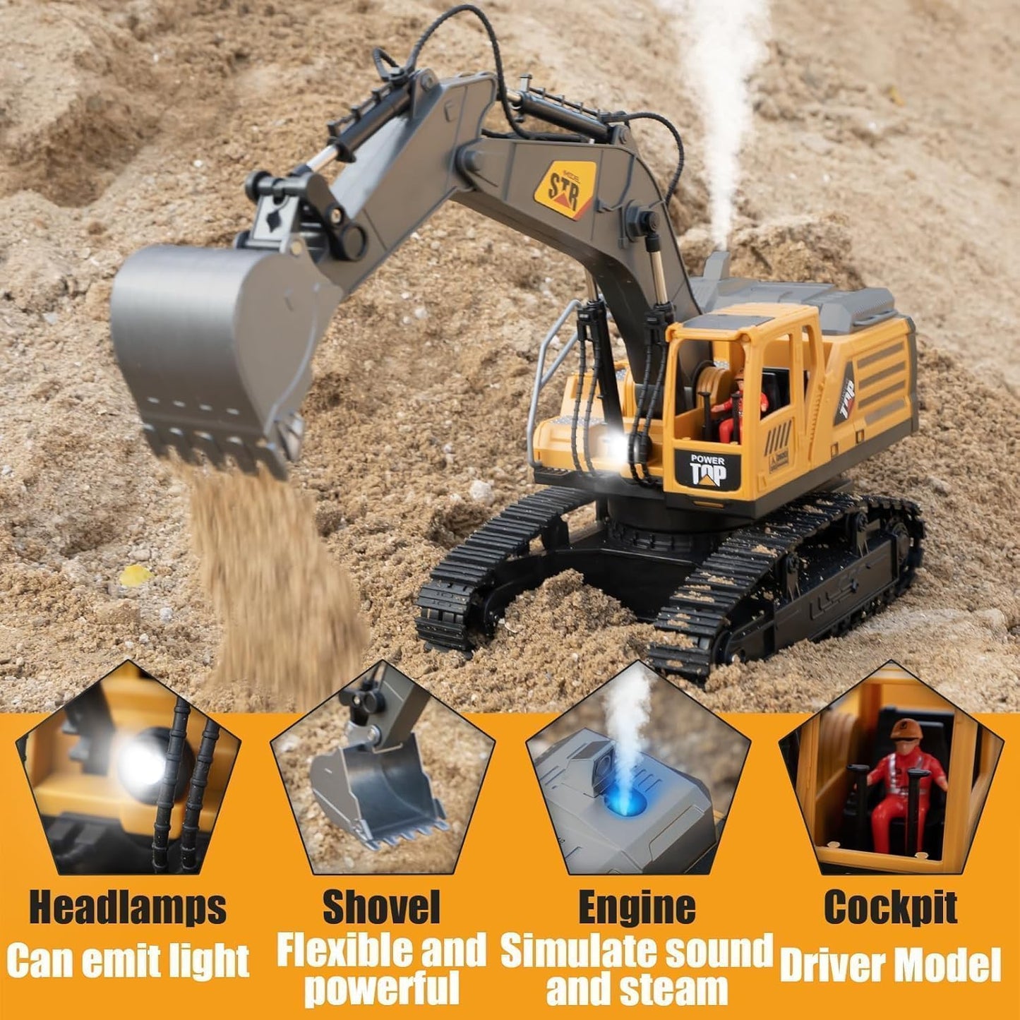 Metal Jcb Excavators With 12 Channel Function 2,4Ghz Frequency