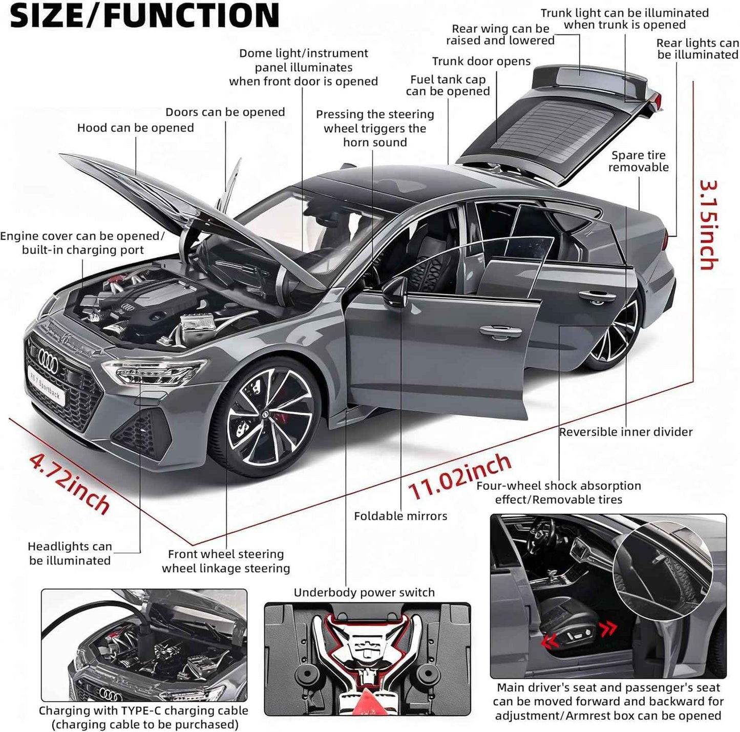 Audi RS7 RZAPE  Sportback 1:18 Diecast Scale model Car