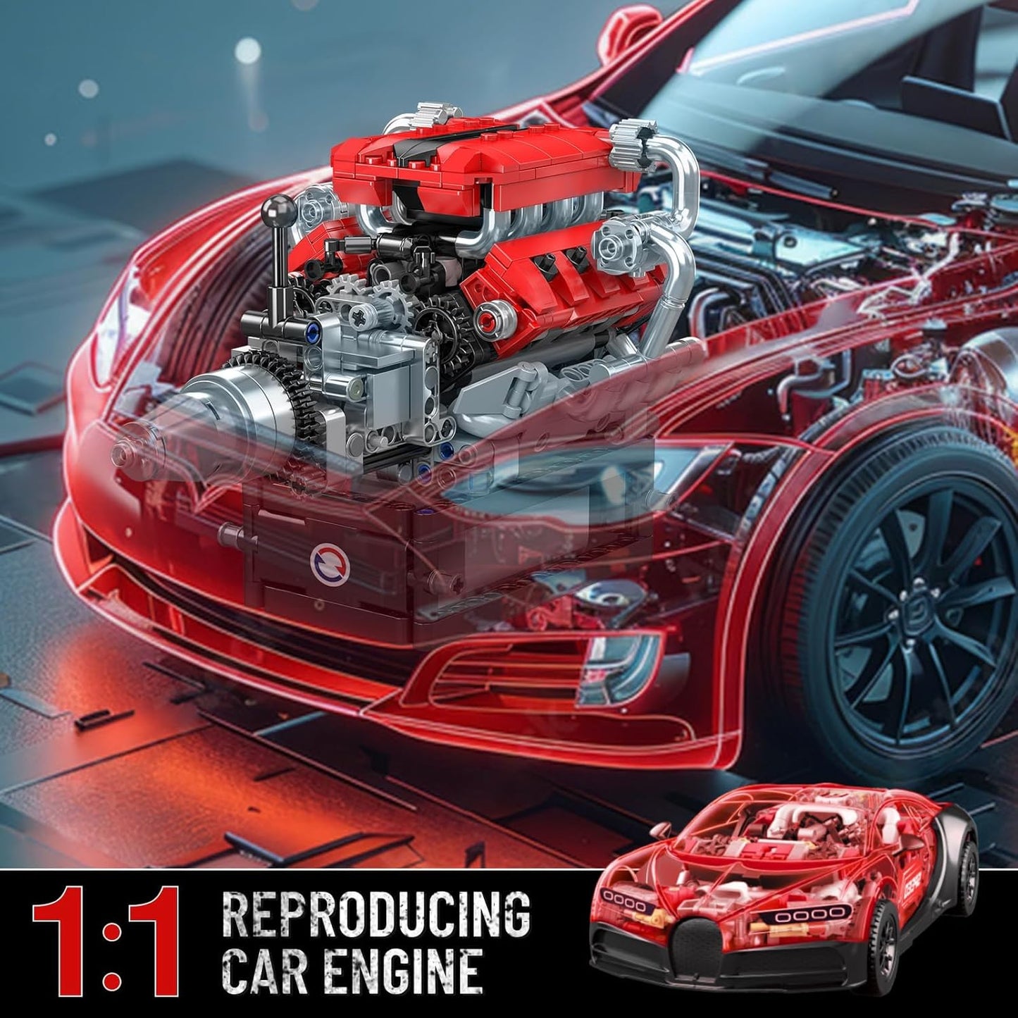 Mould King 10204 V8 Engine Building Set