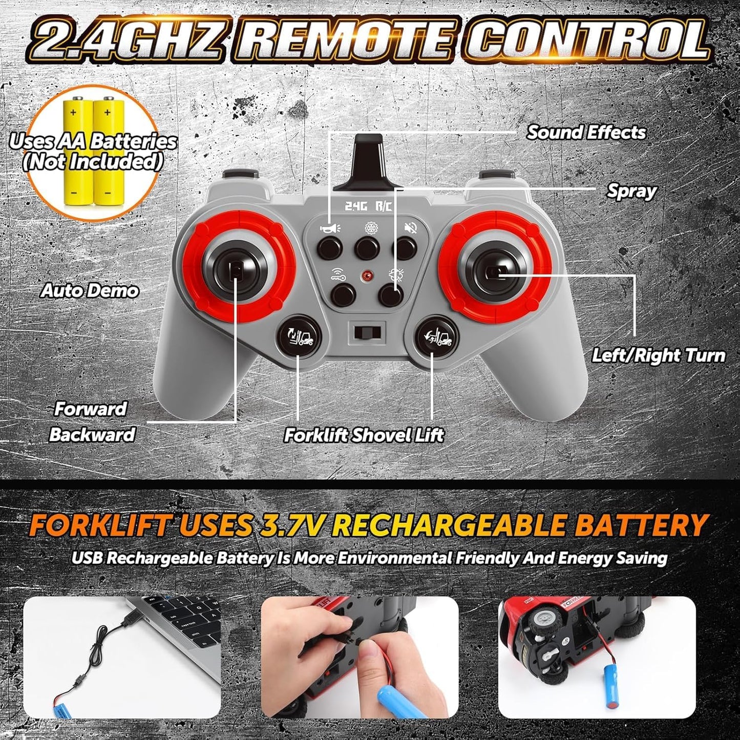 Remote Control Construction Vehicle 1:24 RC Forklift Truck – 11 Channel