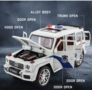 G Wagon Police Jeep  Scale Model Diecast Metalcar - All Size